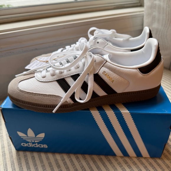 NEW Adidas W-Samba OG White and Black Trainers - Size 7.5M - Picture 2 of 8